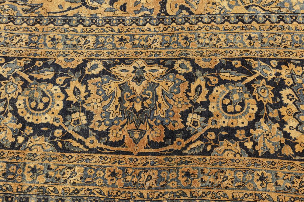 Oversized Antique Persian Kirman Botanic Handmade Wool Rug BB2962