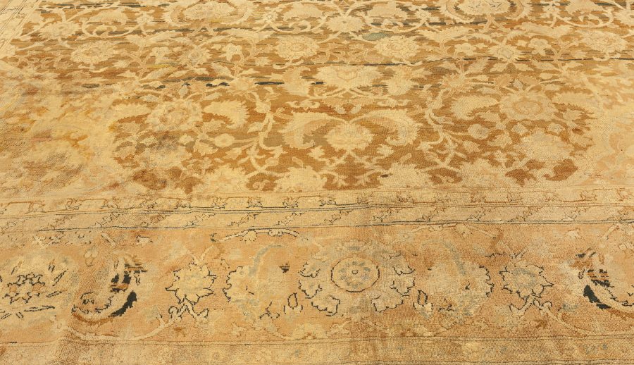 Early 20th Century Botanic Brown, Beige Indian Amritsar Wool Carpet BB3076