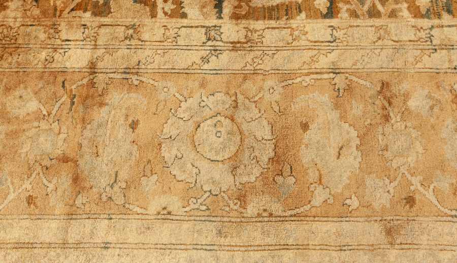 Early 20th Century Botanic Brown, Beige Indian Amritsar Wool Carpet BB3076