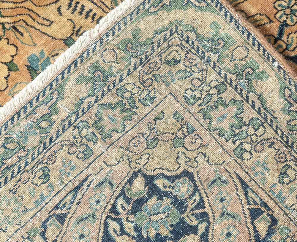 Antique Persian Kirman Botanic Handmade Wool Rug BB3197