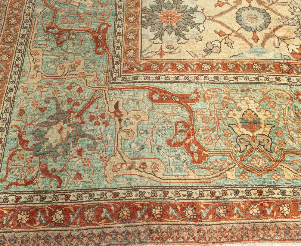 Antique Persian Tabriz Botanic Handmade Wool Rug BB3235