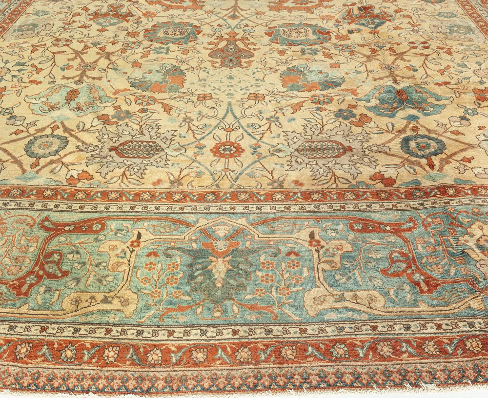 Antique Persian Tabriz Botanic Handmade Wool Rug BB3235