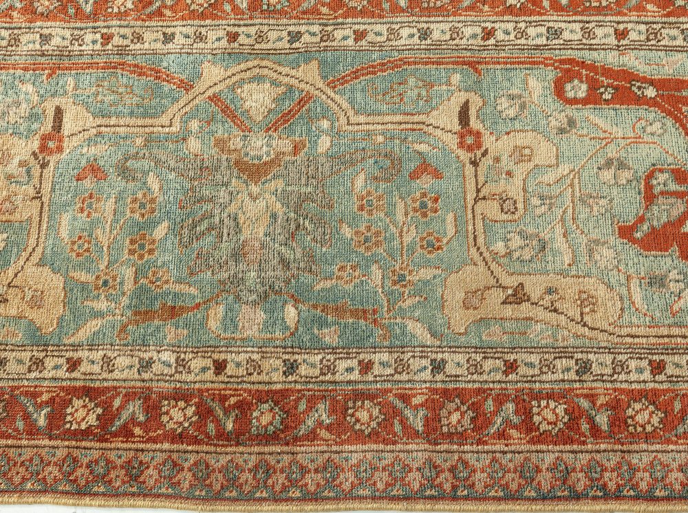 Antique Persian Tabriz Botanic Handmade Wool Rug BB3235