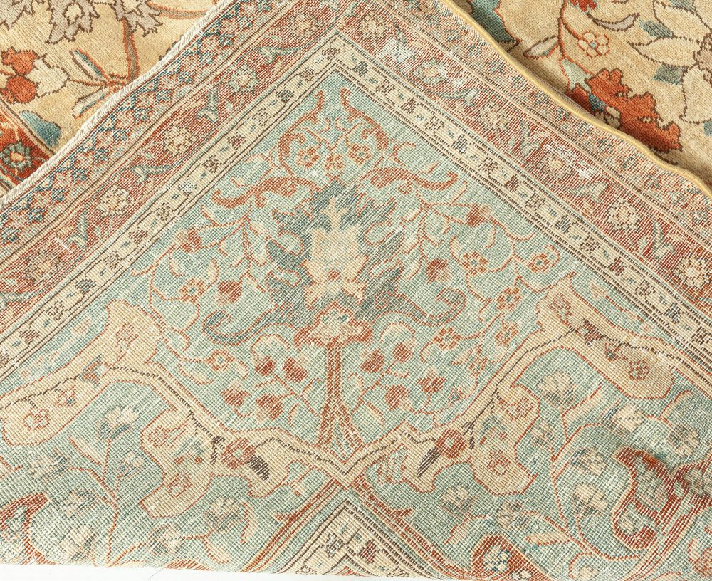Antique Persian Tabriz Botanic Handmade Wool Rug BB3235
