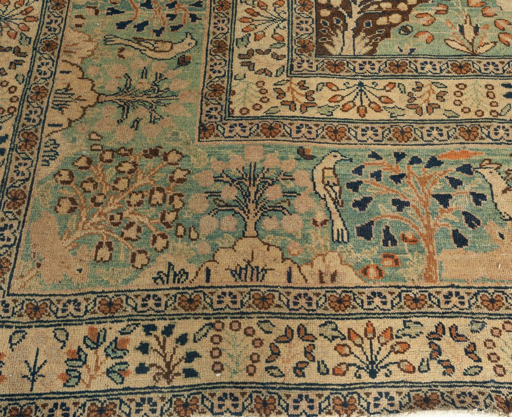 Antique Persian Tabriz Animal Design Carpet BB3248