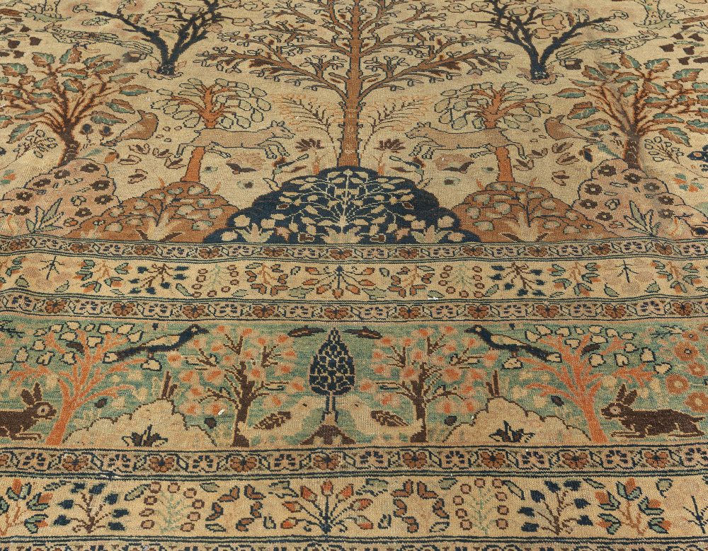 Antique Persian Tabriz Animal Design Carpet BB3248