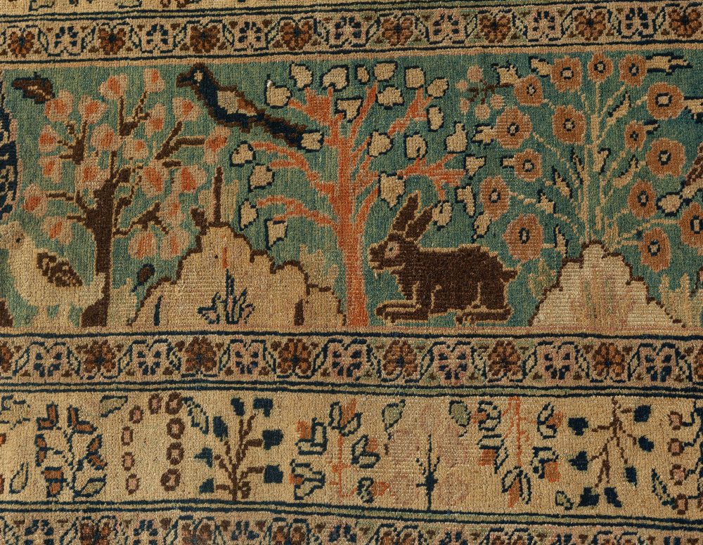 Antique Persian Tabriz Animal Design Carpet BB3248