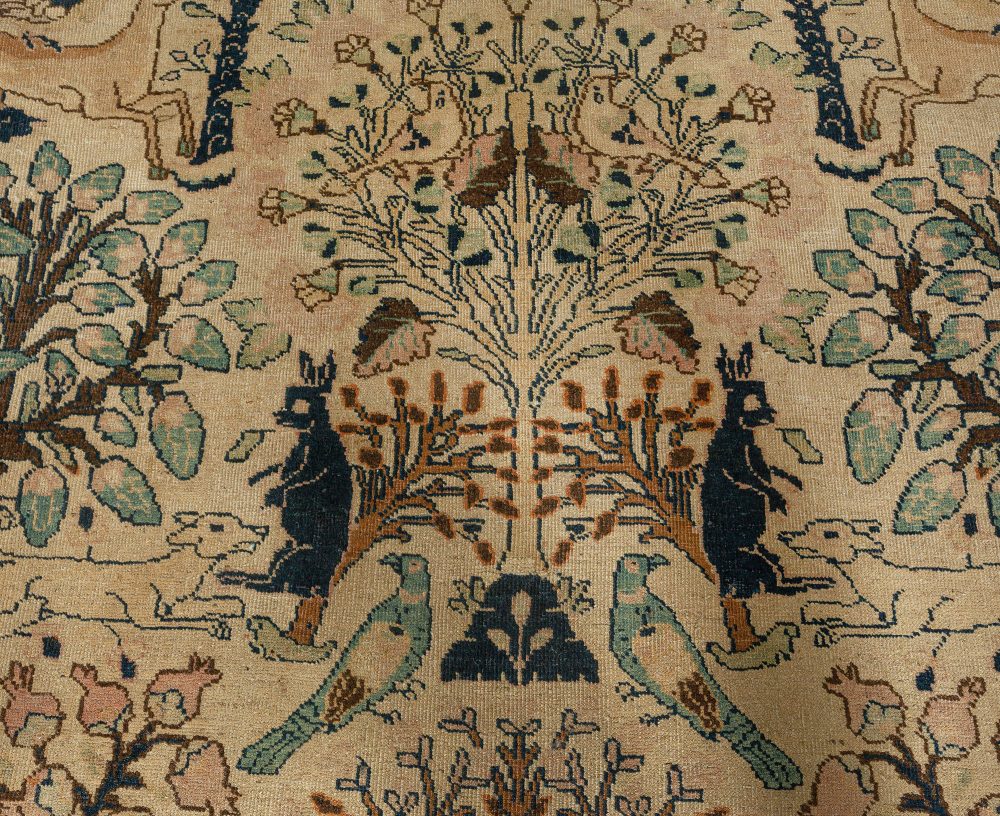 Antique Persian Tabriz Animal Design Carpet BB3248