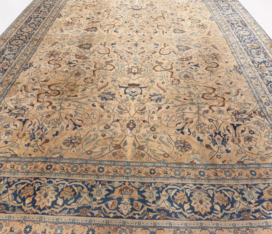 Antique Persian Tabriz Floral Handmade Wool Rug BB3325