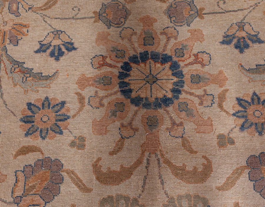 Antique Persian Tabriz Beige Handmade Wool Rug BB3359