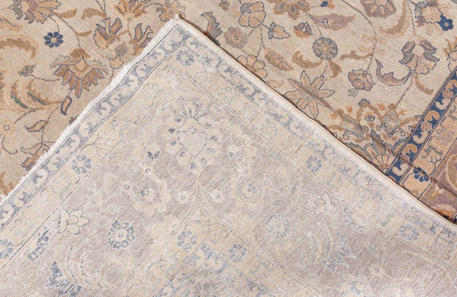 Antique Persian Tabriz Beige Handmade Wool Rug BB3359