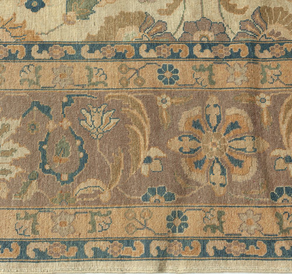 Antique Persian Tabriz Beige Handmade Wool Rug BB3359