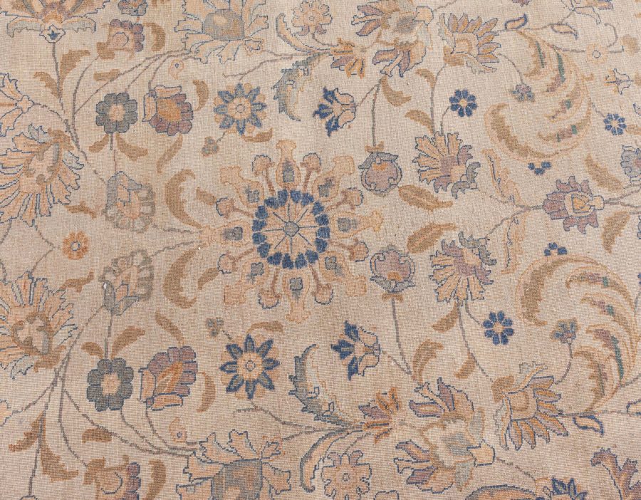 Antique Persian Tabriz Beige Handmade Wool Rug BB3359