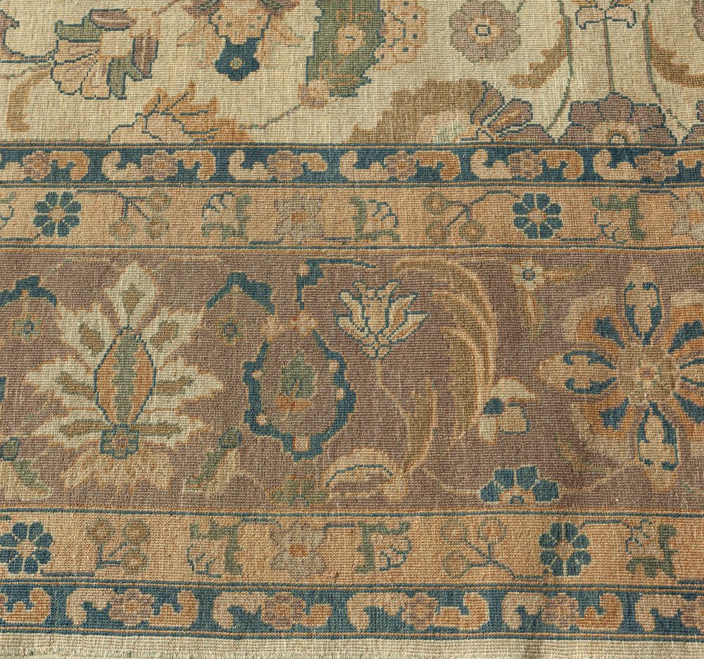 Antique Persian Tabriz Beige Handmade Wool Rug BB3359