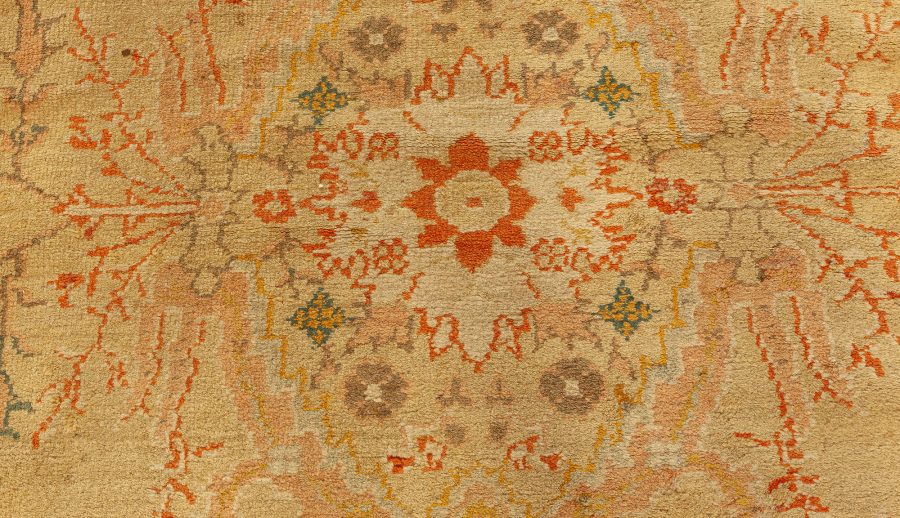 Antique Turkish Oushak Beige Botanic Rug BB3419