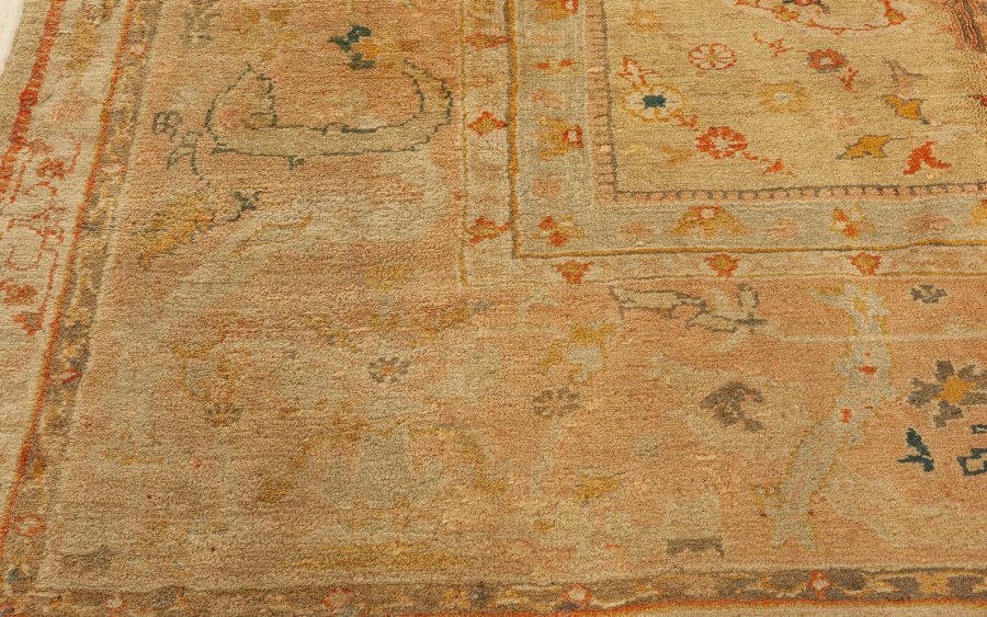 Antique Turkish Oushak Beige Botanic Rug BB3419