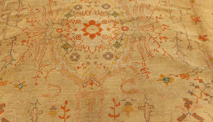 Antique Turkish Oushak Beige Botanic Rug BB3419