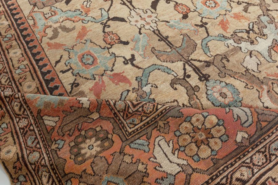 Antique Persian Sultanabad Green Handmade Wool Carpet BB3442