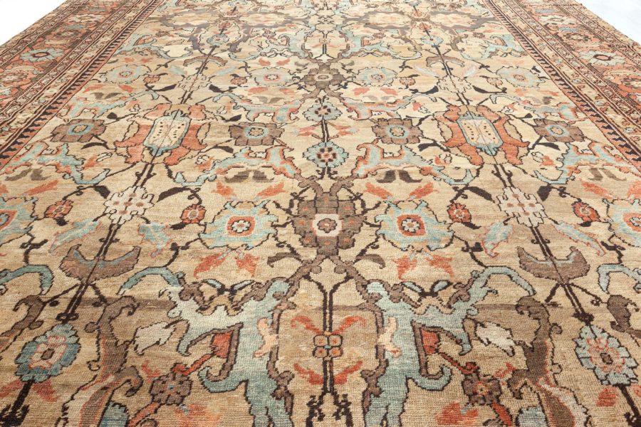 Antique Persian Sultanabad Green Handmade Wool Carpet BB3442