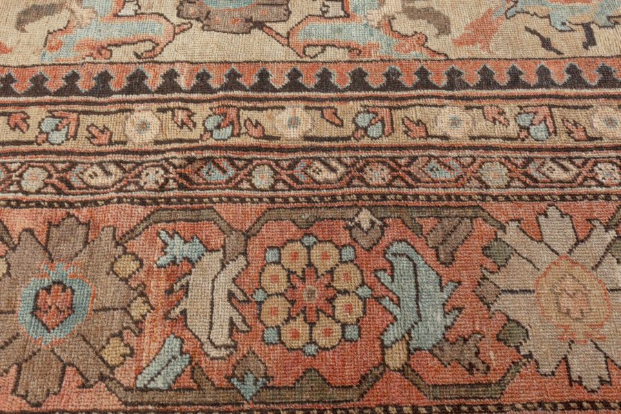 Antique Persian Sultanabad Green Handmade Wool Carpet BB3442