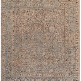 Antique Khorassan Persian Allover Floral Warm Tan Hand-Knotted Wool Rug – Circa 1900 BB3520