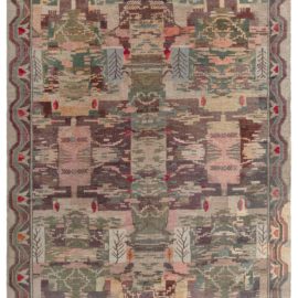 Scandinavian Mid-Century Abstract Classic Taupe Hand-Knotted Wool Carpet Pile BB3612