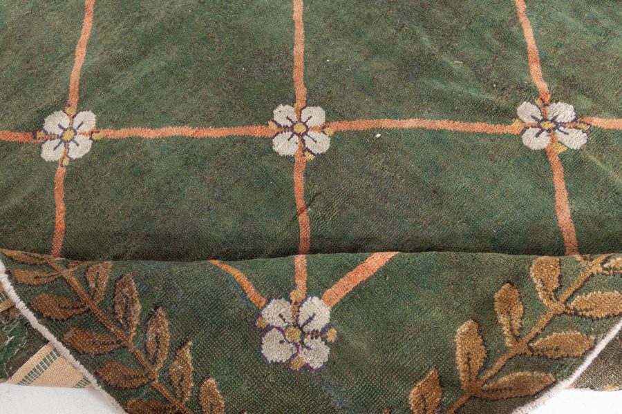 Authentic 19th Century Savonnerie Green Wool Carpet BB3780