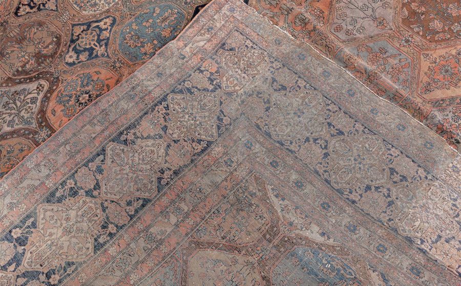 Authentic 19th Century Persian Kashan Handmade Wool Rug BB3801