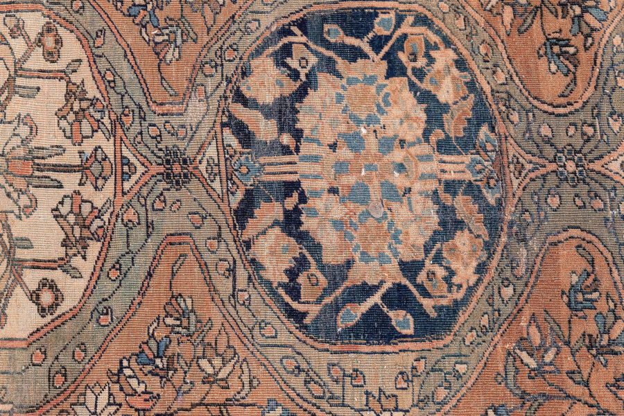 Authentic 19th Century Persian Kashan Handmade Wool Rug BB3801