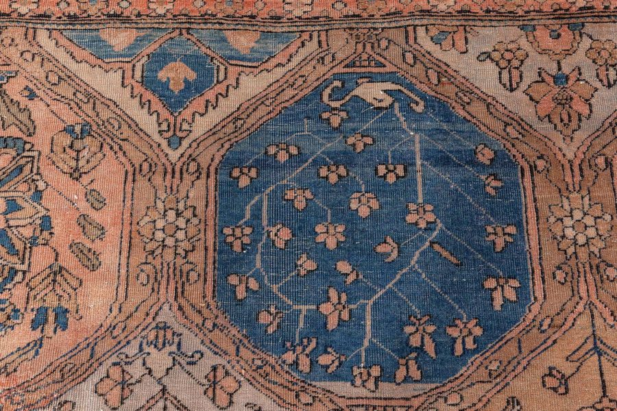 Authentic 19th Century Persian Kashan Handmade Wool Rug BB3801
