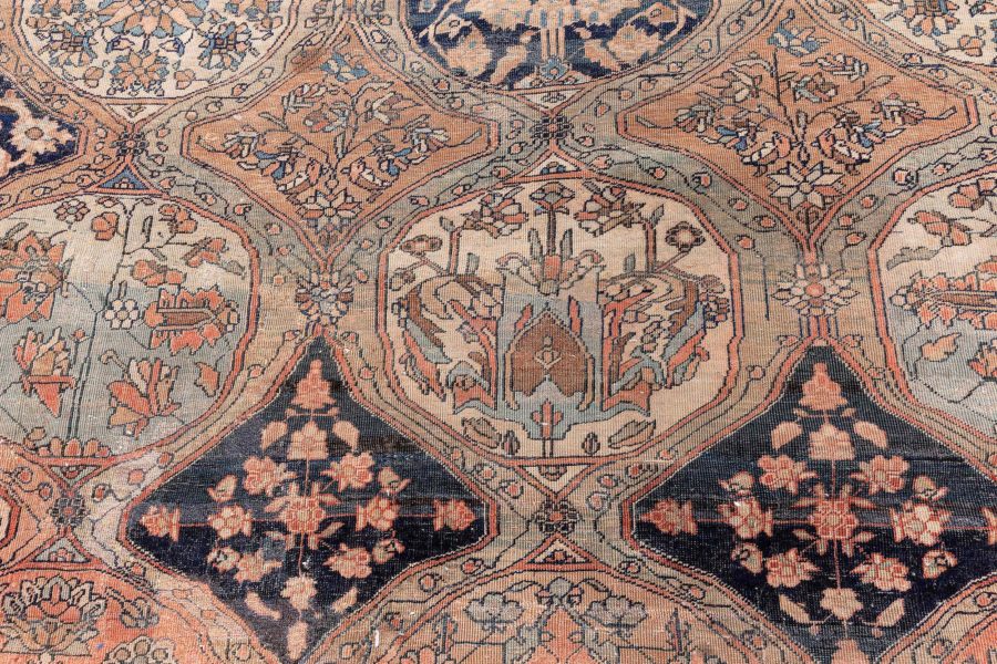Authentic 19th Century Persian Kashan Handmade Wool Rug BB3801