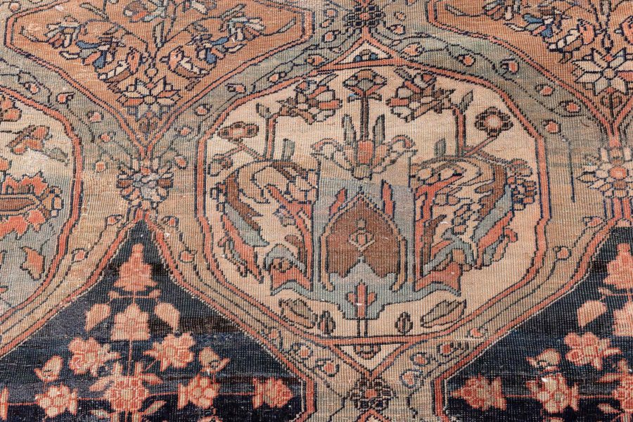 Authentic 19th Century Persian Kashan Handmade Wool Rug BB3801