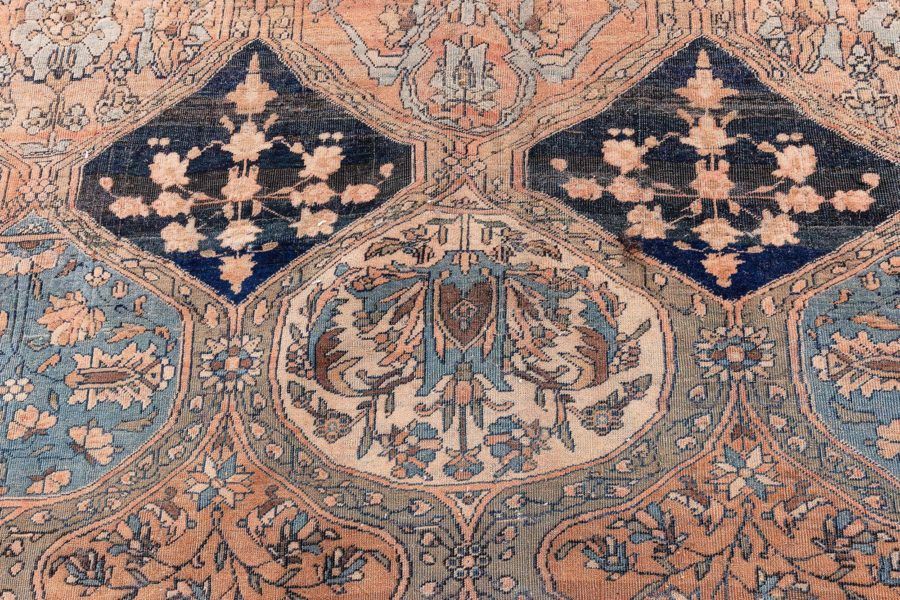 Authentic 19th Century Persian Kashan Handmade Wool Rug BB3801