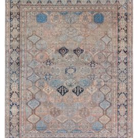 Authentic 19th Century Persian Kashan Handmade Wool Rug BB3801