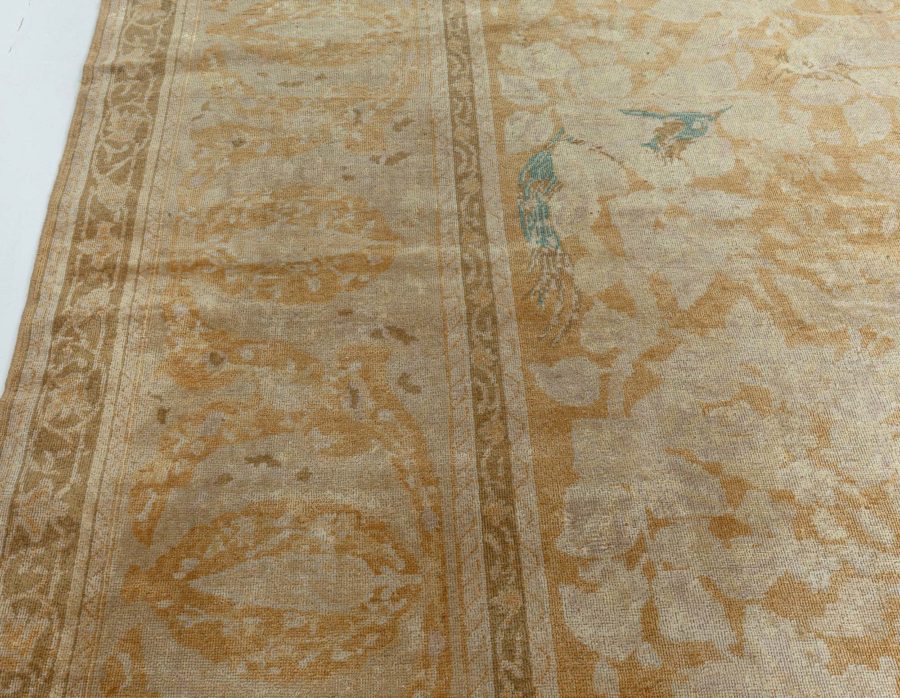 Authentic 19th Century Indian Beige Wool Rug BB3818