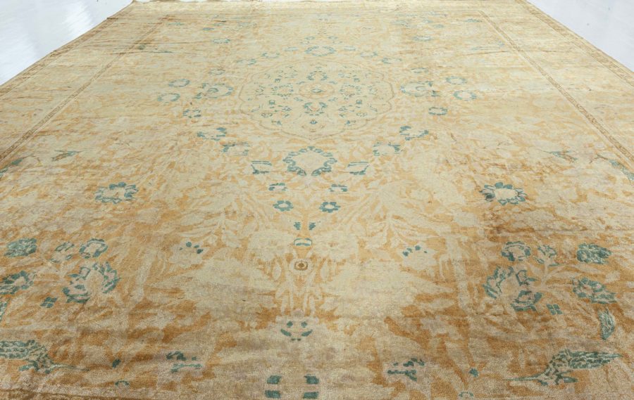 Authentic 19th Century Indian Beige Wool Rug BB3818