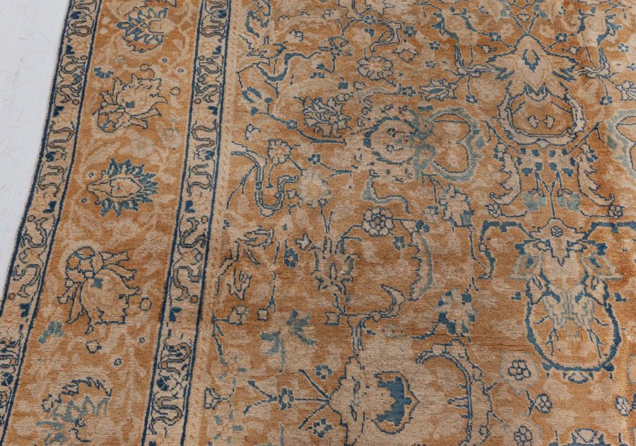 Antique Persian Tabriz Yellow, Blue Handmade Wool Rug BB3824