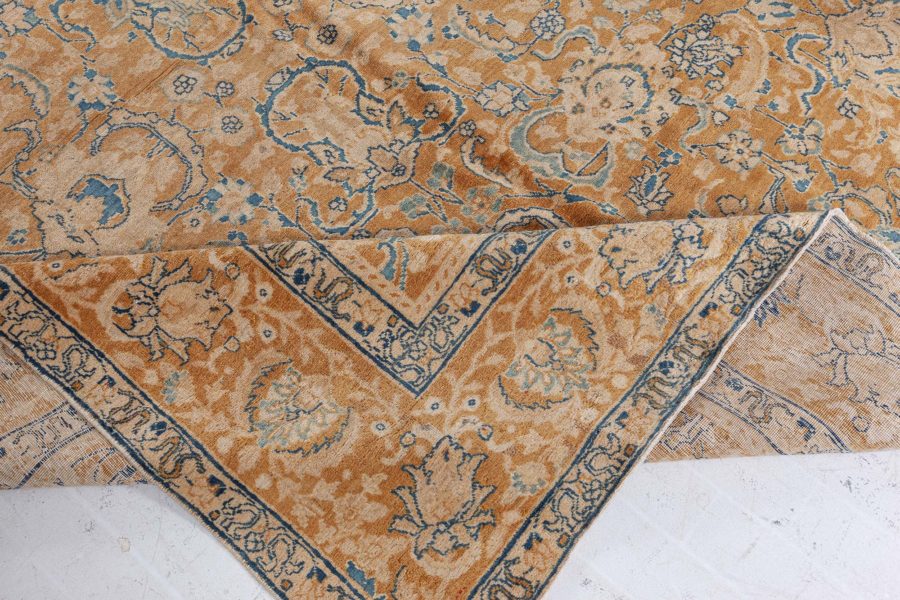 Antique Persian Tabriz Yellow, Blue Handmade Wool Rug BB3824