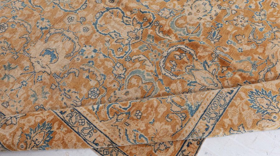 Antique Persian Tabriz Yellow, Blue Handmade Wool Rug BB3824