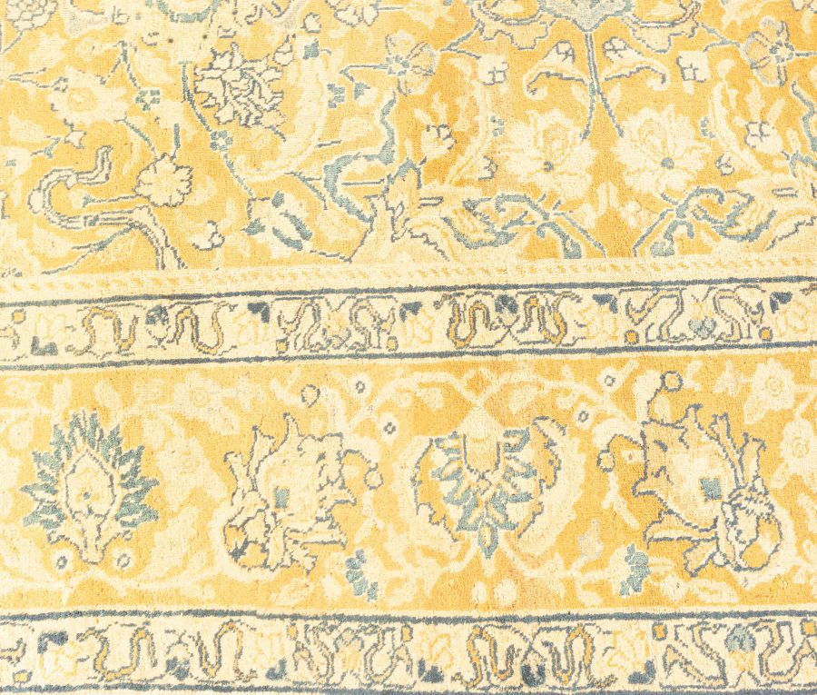 Antique Persian Tabriz Yellow, Blue Handmade Wool Rug BB3824