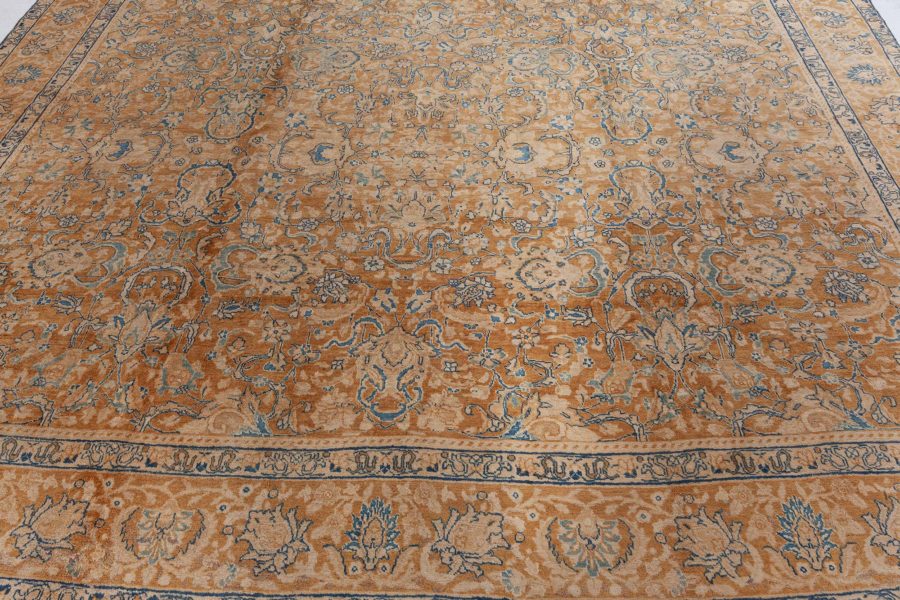 Antique Persian Tabriz Yellow, Blue Handmade Wool Rug BB3824