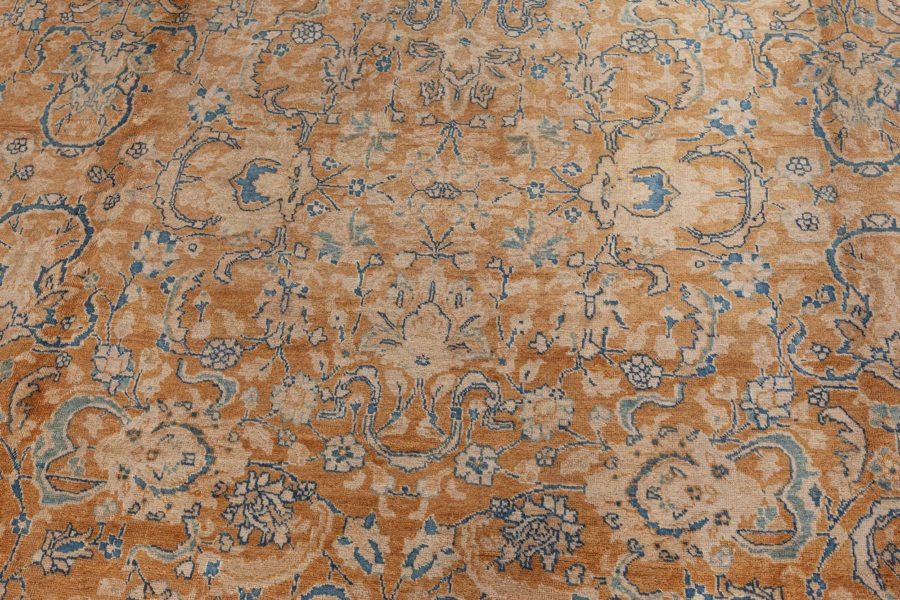 Antique Persian Tabriz Yellow, Blue Handmade Wool Rug BB3824