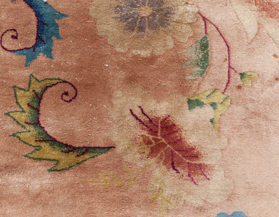 Chinese Art Deco Lotus Flower Design Handmade Rug BB3829