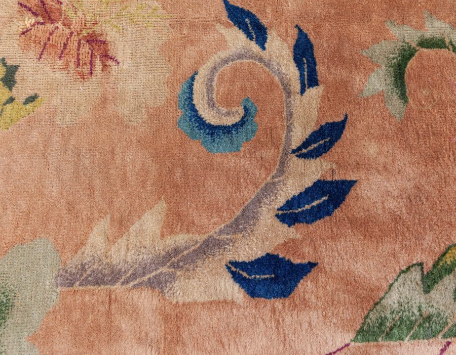 Chinese Art Deco Lotus Flower Design Handmade Rug BB3829