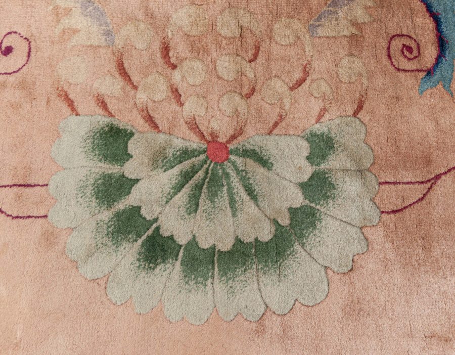 Chinese Art Deco Lotus Flower Design Handmade Rug BB3829