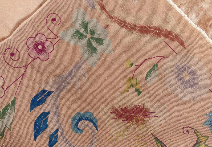 Chinese Art Deco Lotus Flower Design Handmade Rug BB3829