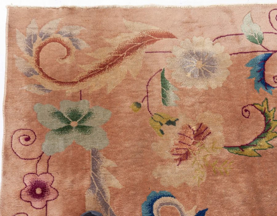 Chinese Art Deco Lotus Flower Design Handmade Rug BB3829