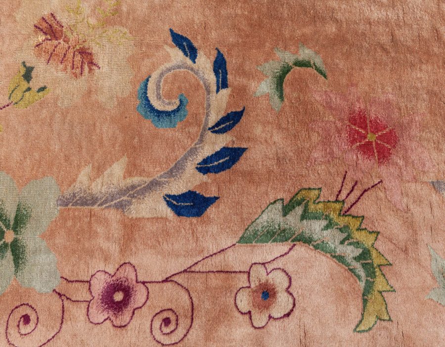 Chinese Art Deco Lotus Flower Design Handmade Rug BB3829
