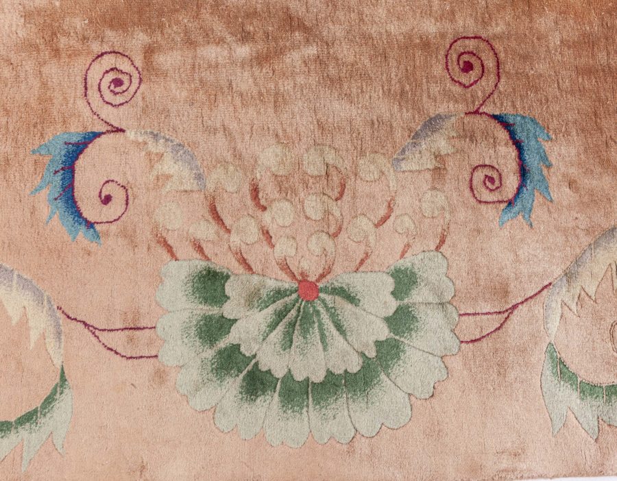Chinese Art Deco Lotus Flower Design Handmade Rug BB3829