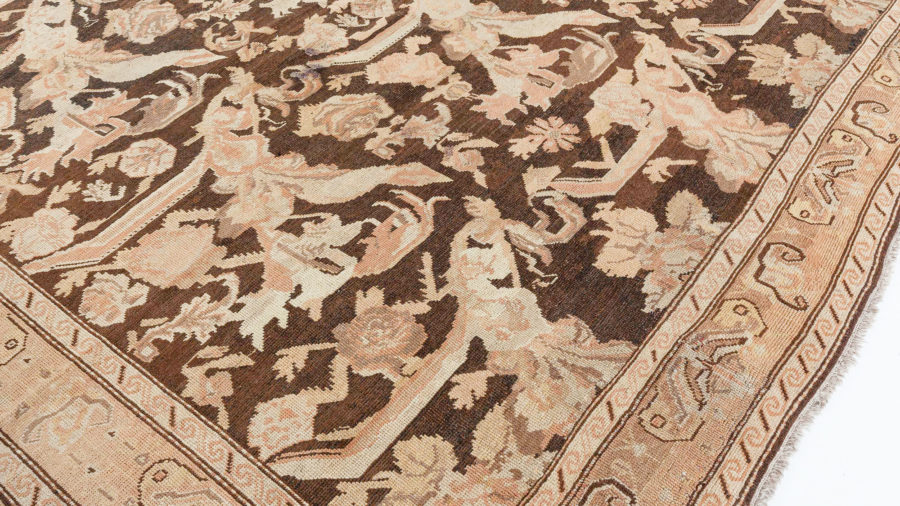 Antique Karabagh Botanic Brown Handmade Wool Carpet BB3855